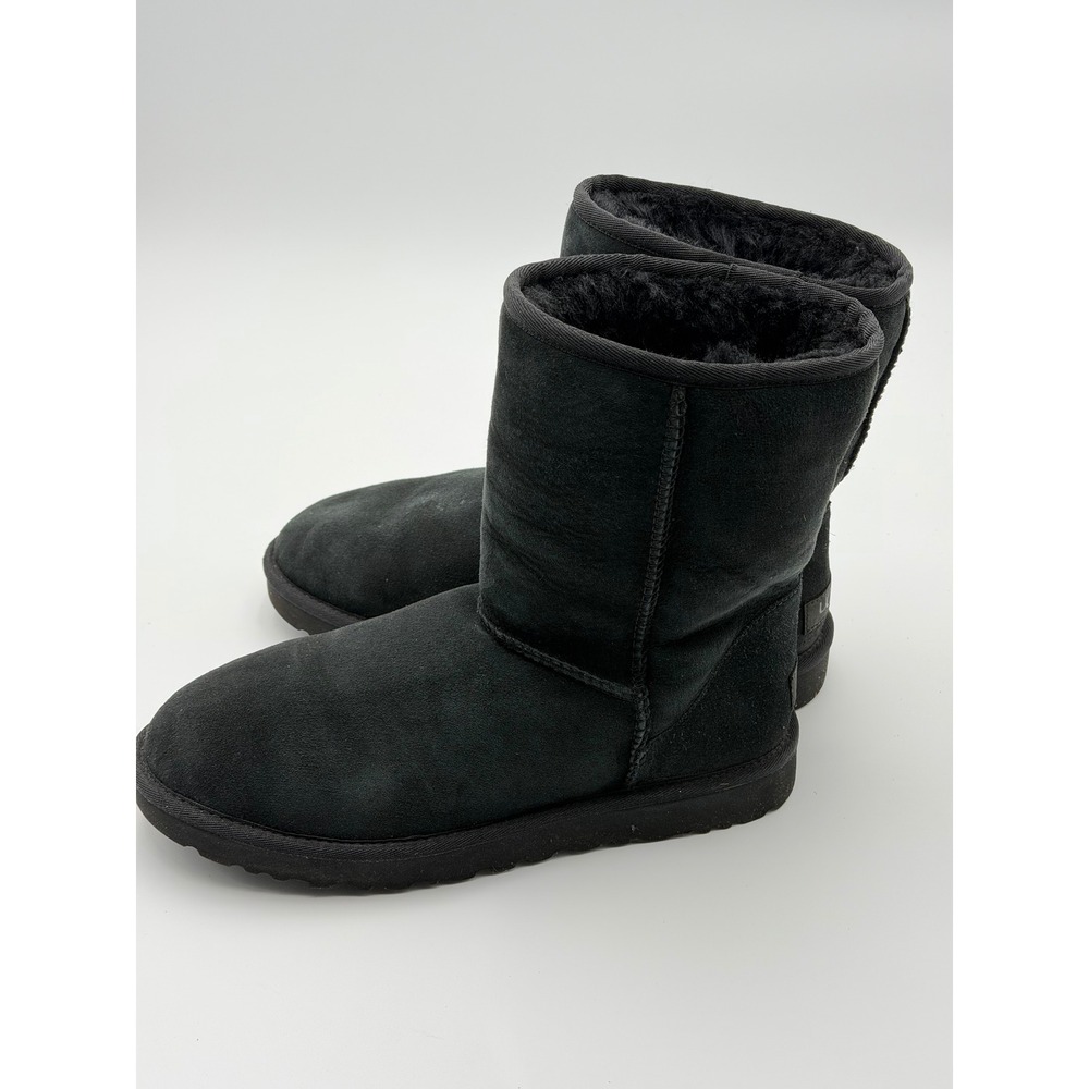 UGG Classic Short II Boots Womens 10 Black Suede Sheepskin Mid CalfCasual